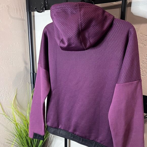 Puma Zip up hooded jacket fleece lined Plum size medium - Picture 4 of 16